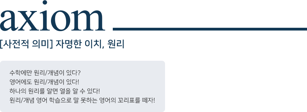 axiom 사전적의미:자명한 이치,원리