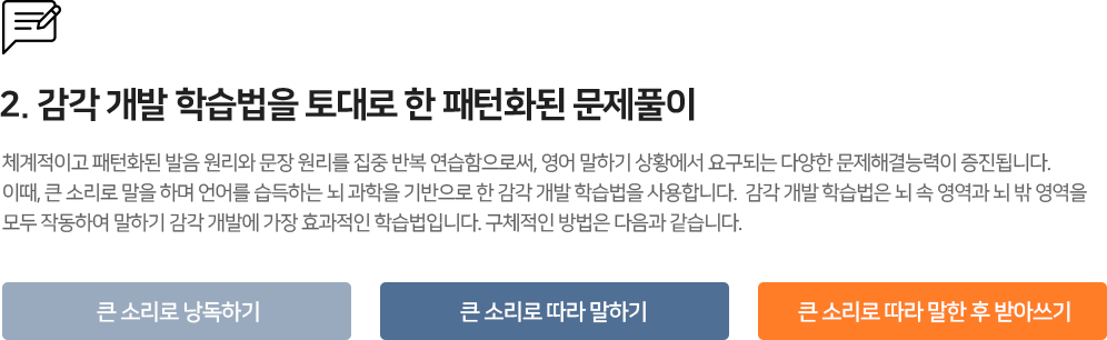 2. 감각 개발 학습법을 토대로 한 패턴화된 문제풀이